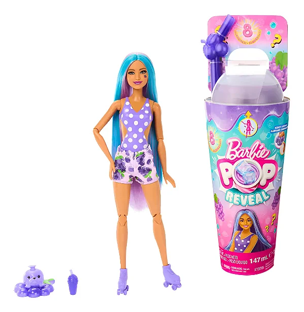 Boneca Barbie Pop Reveal Frutas 8 Surpresas Uva - Mattel