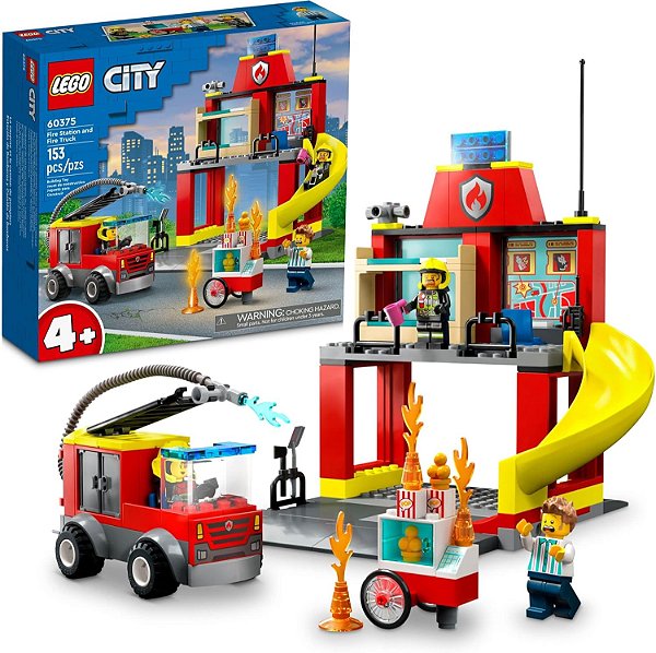 LEGO Quartel e Caminhão dos Bombeiros 153 Peças - 60375