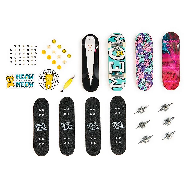 Tech Deck Kit 4 Skate de Dedo Coleção Meow Li - Sunny