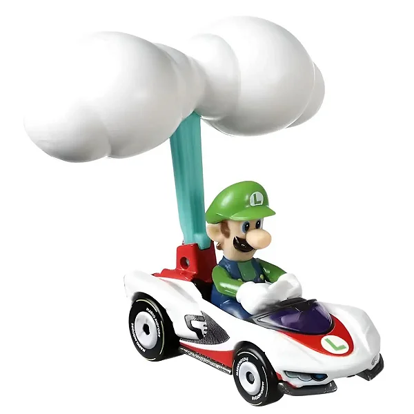 Carrinho Hot Wheels Mario Kart Luigi P-Wing Cloud Glider - Mattel