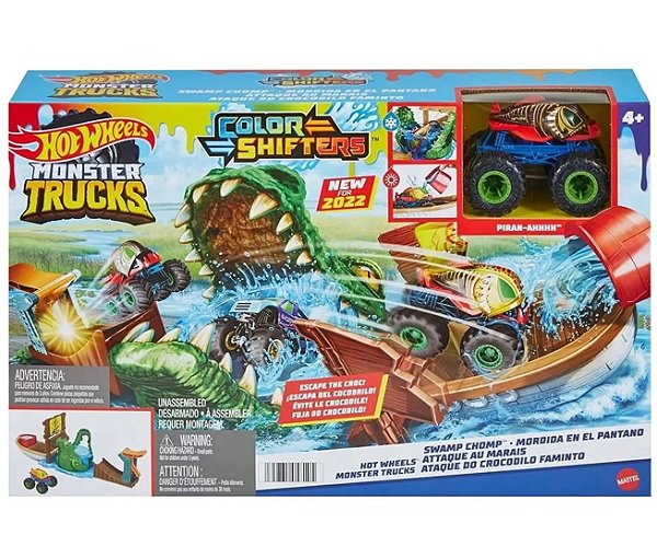 Pista Hot Wheels Monster Trucks Ataque do Crocodilo Faminto - Mattel