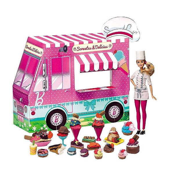 Massinha Barbie Food Truck Sorvetes E Delicias - Fun