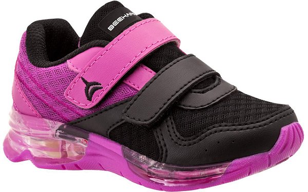 Tênis Infantil Bee Happy Flash Light Feminino 3115-706 - Pink e Preto