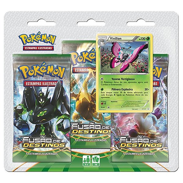 Triple Pack Pokémon Cards XY Fusão de Destinos Vivilon - Copag