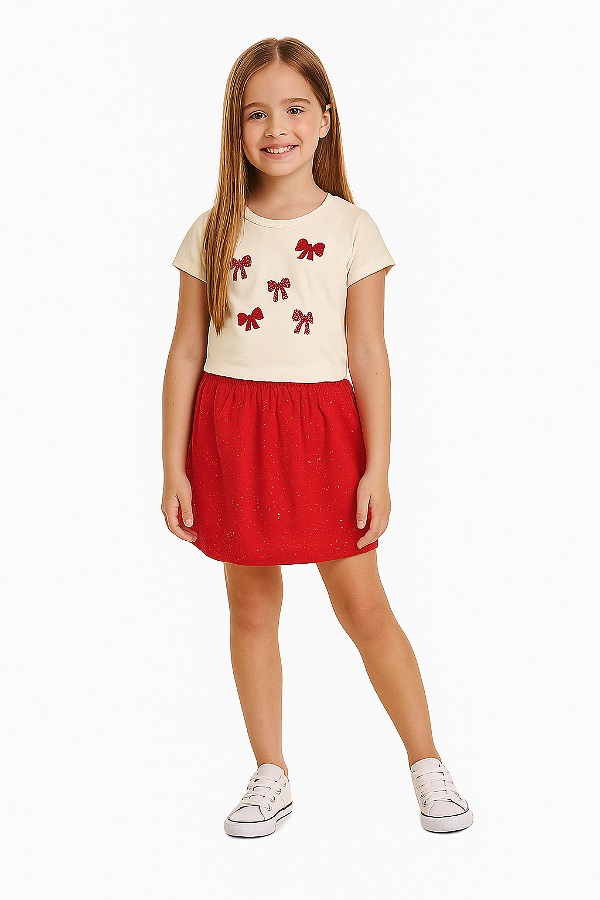 CONJUNTO INFANTIL MENINA BLUSA E SAIA COTTON GLITTER TRICK NICK TAM  10