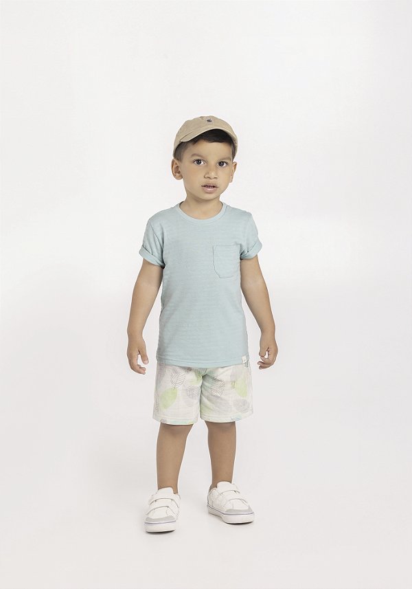 CONJUNTO INFANTIL MENINO COM BERMUDA E CAMISETA TEXTURIZADA