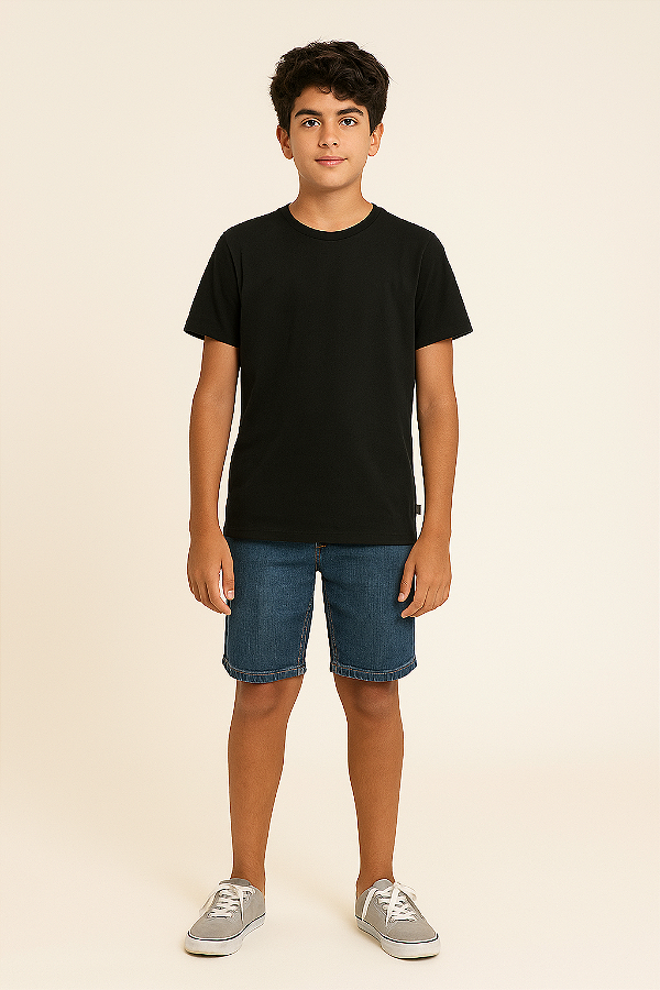 CAMISETA INFANTIL EM MEIA MALHA MAQUINETADA