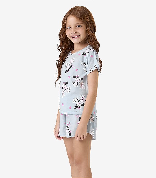 PIJAMA INFANTIL EM MEIA MALHA COM ESTAMPA DIVERTIDA MENINA