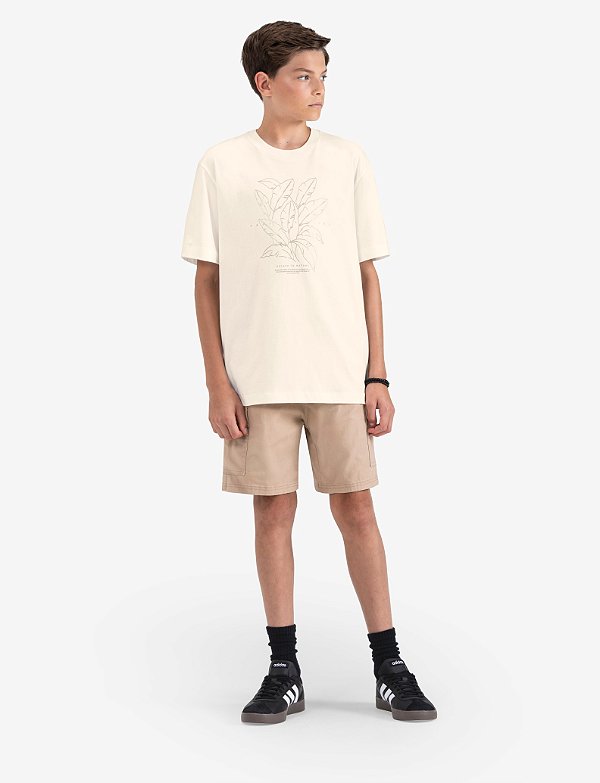 CAMISETA JUVENIL MASCULINA EM MEIA MALHA COM ESTAMPA