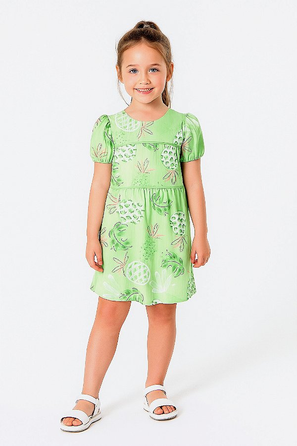 VESTIDO CURTO INFANTIL ESTAMPADO COM MANGA BALONÊ