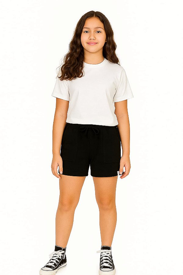 SHORTS COM BOLSOS E CADARÇO EM MOLETOM TAM 3