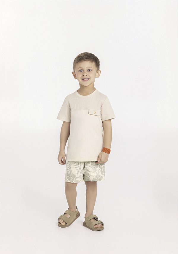 CONJUNTO INFANTIL MENINO COM CAMISETA E BERMUDA LINHO TAM 6