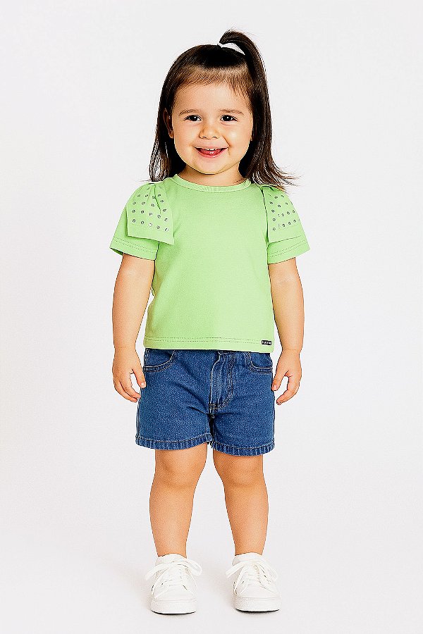 BLUSA MEIA MALHA PENTEADA VERDE NOW TAM 3