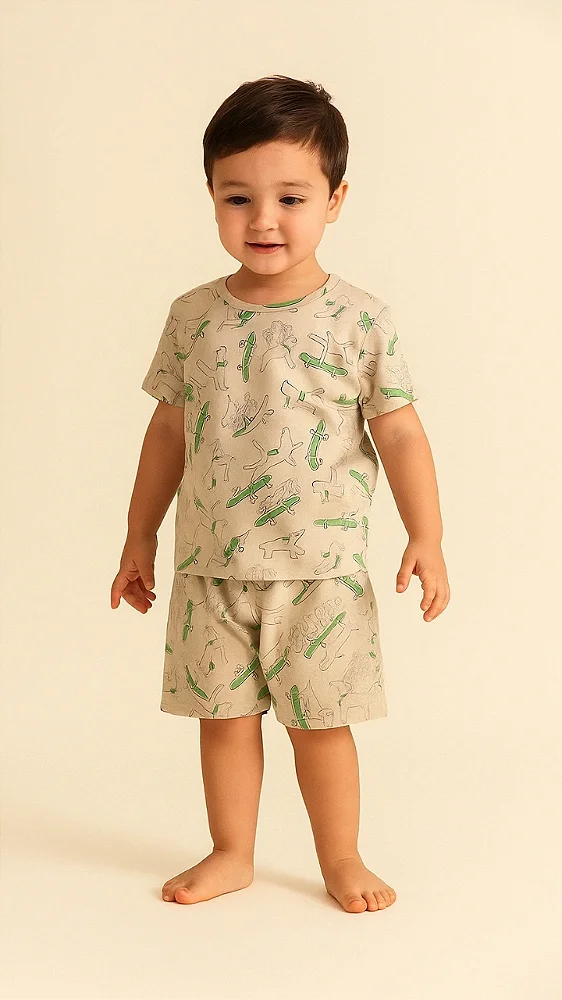 PIJAMA INFANTIL EM MEIA MALHA COM ESTAMPA DIVERTIDA