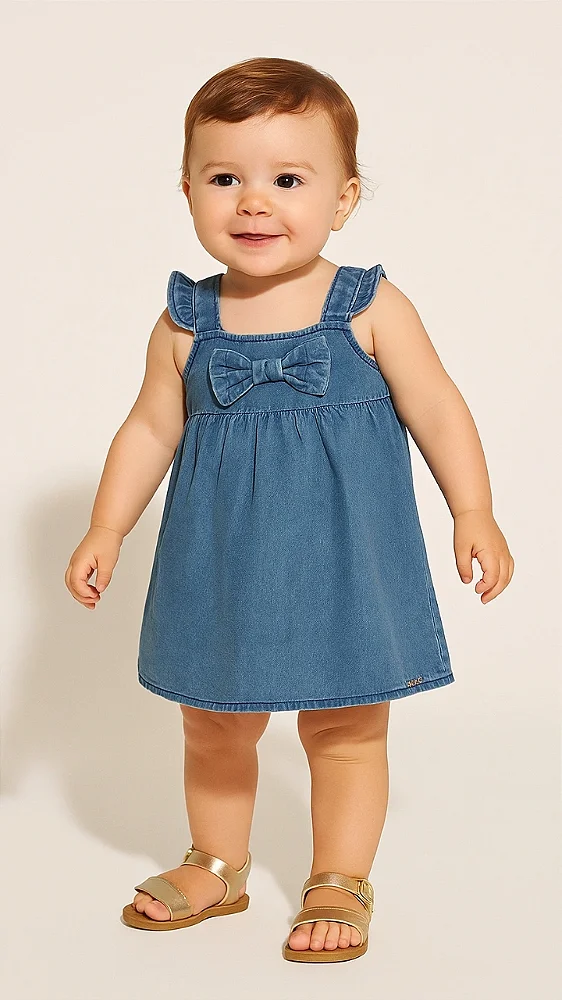 VESTIDO INFANTIL EM LIGHT DENIM