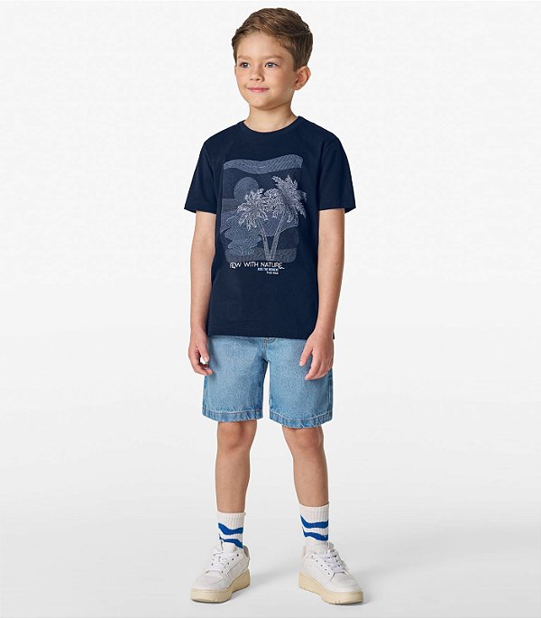 CONJUNTO INFANTIL CAMISETA E BERMUDA JEANS