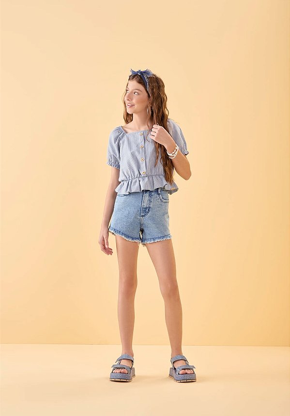 SHORTS JEANS COM ELASTANO
