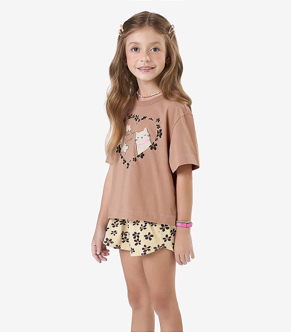 CONJUNTO INFANTIL FEMININO EM MEIA MALHA MALHÃO FRUIT COM STRASS