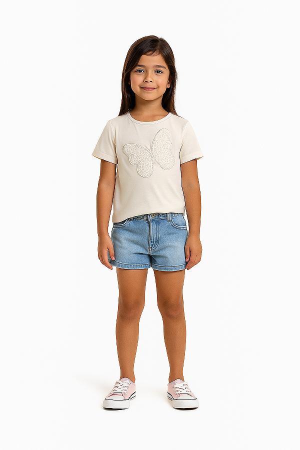 BLUSA INFANTIL FEMININA TRICK NICK EM COTTON LEVE COM APLIQUE BORDADO