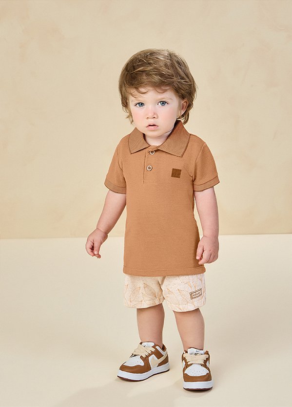 CONJUNTO INFANTIL MASCULINO EM PIQUET COM POLO E BERMUDA