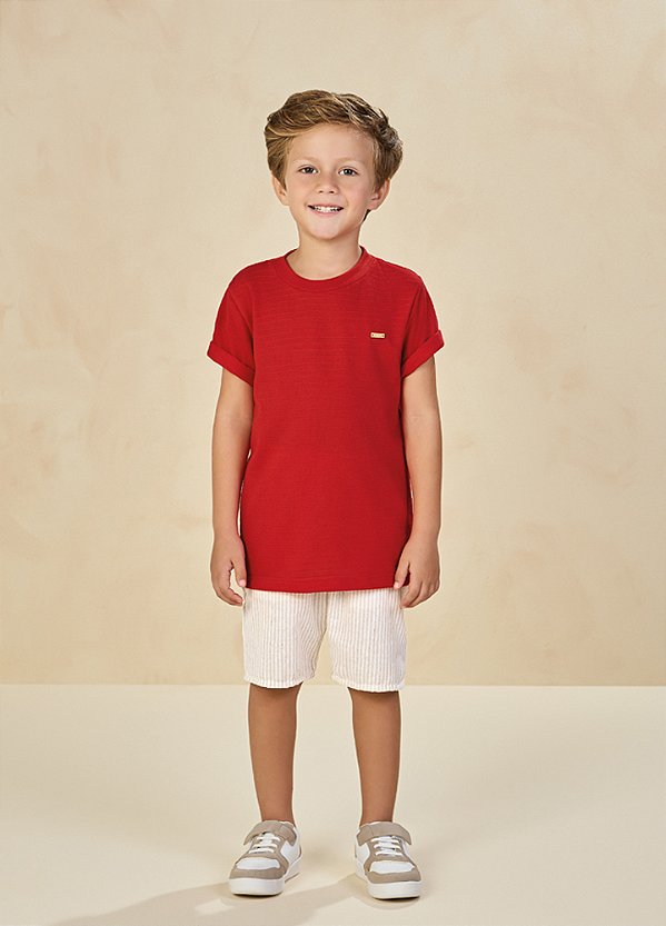 CONJUNTO INFANTIL MASCULINO EM PIQUET COM BERMUDA E CAMISETA