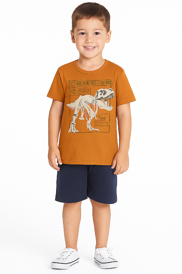 Camiseta Infantil em Meia Malha com Estampa Dinossauro