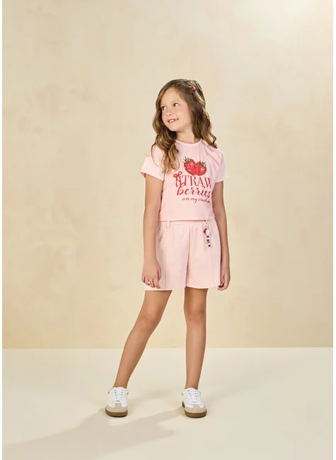 Conjunto com Blusa e Shorts em Moletinho Leve  TAM 6