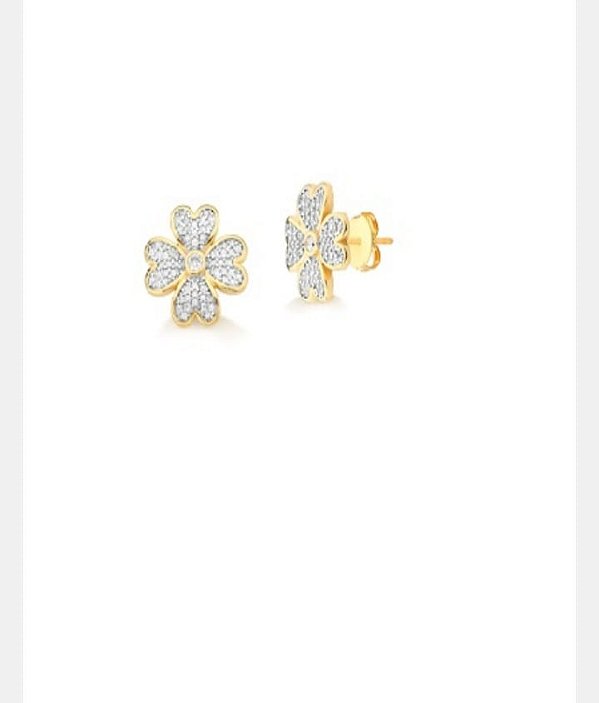 Brinco Dourado com Zircônias Cristal e Ródio