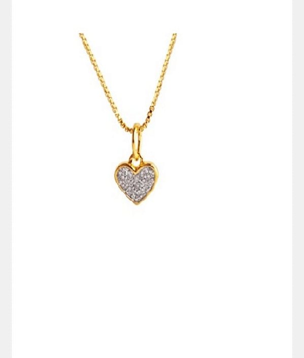 Pingente Dourado com Zircônia Cristal Coração