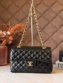 Bolsa Chanel Luxo Média Corrente Dourada