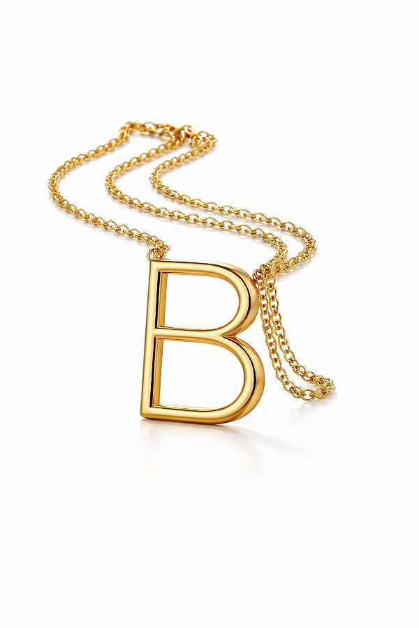 Colar Letra B Dourado Elegante