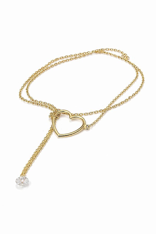 Colar de Coração Dourado Feminino