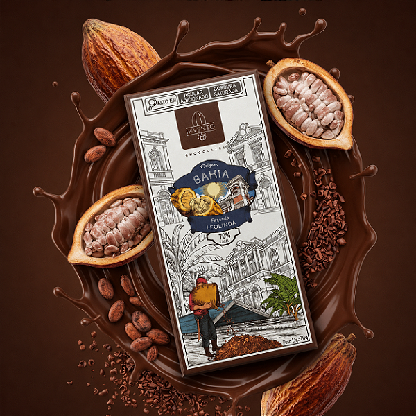 Chocolate Invento 70% - Origem Bahia - Fazenda Leolinda 70g