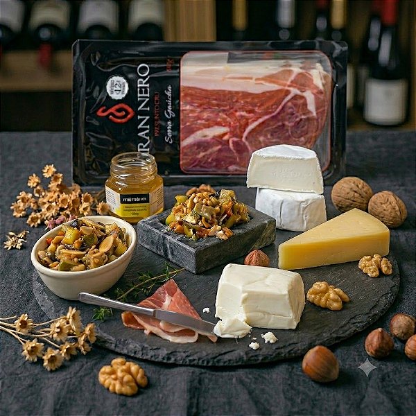 Menu Experiência Terroir 3 Queijos + Charcutaria + Antepasto + Geléia