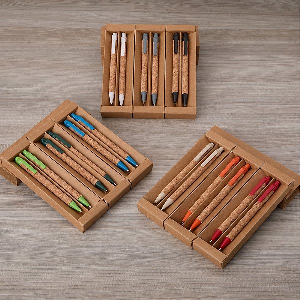 Kit Ecológico Caneta E Lapiseira de Cortiça Personalizada 6083