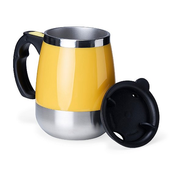 Caneca com Misturador 350ml Personalizada | Mixer Elétrico em Inox com DTF UV cód.: 12458