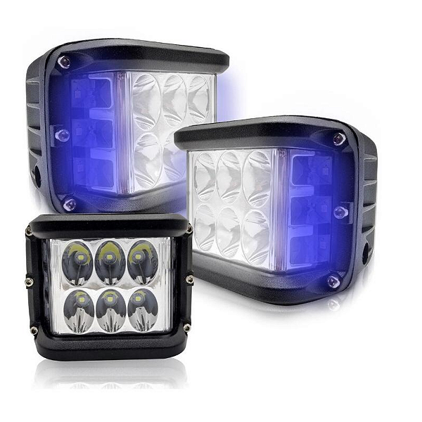 Par Farol Milha Led 60w Com Strobo AZUL