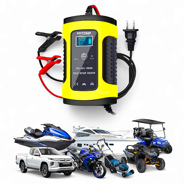 Carregador Inteligente Bateria 4-6ah Tela Lcd Auto Moto 12v