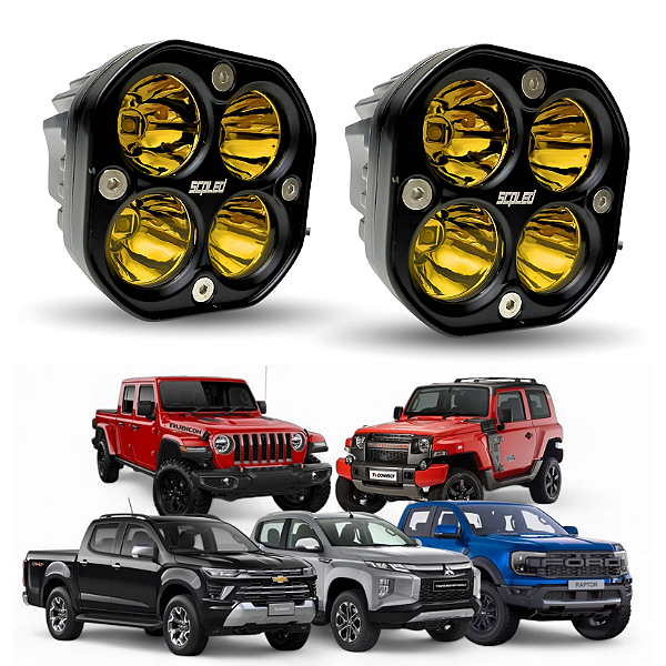 Par Super Farol Milha Spot Led Cree Luz Amarela 40w + 40w Auxiliar Utv