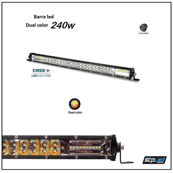 Barra Led Slim Dual Color 240w 25 Pol Com Strobo Lente 7d Cree SCP-5240