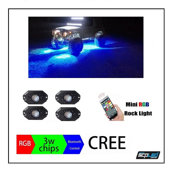 Led Rock Light RGB Bluetooth Kit com 4 Pods