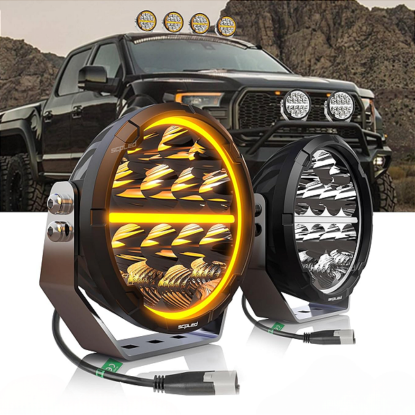 PAR FAROL AUXILIAR LED 6,5" TRAILBLAZER 180W DRL BRANCO E ÂMBAR SCP-6580DRL