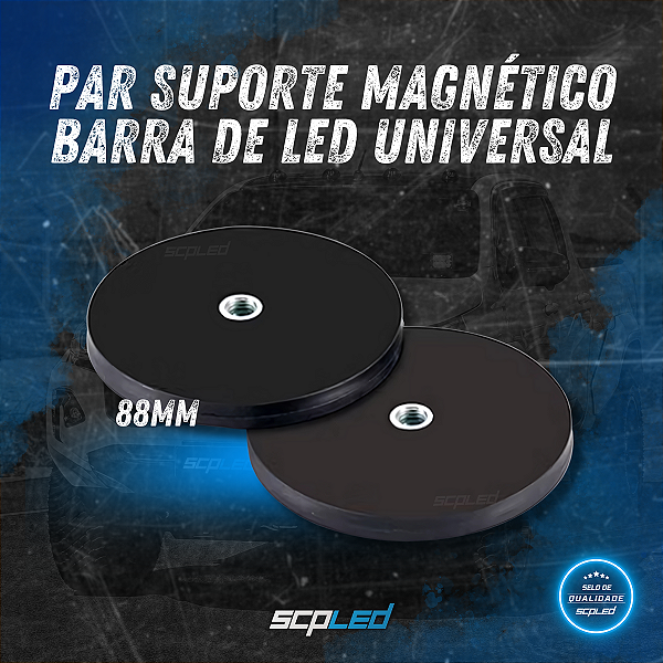 Par Suporte Imã Magnético 88mm Para Faróis De Led Universal