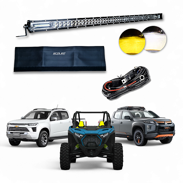 Barra Led Slim Reta Dual Color 300w 32" Strobo SCP-5300 + Capa + Chicote