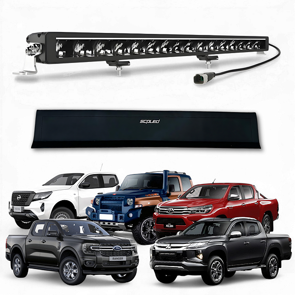 BARRA DE LED 32" RETA 360W ILUMINAÇÃO BRANCA DRL DUAL COLOR LINHA BLACK + CAPA DE PROTEÇÃO SCP-5450A
