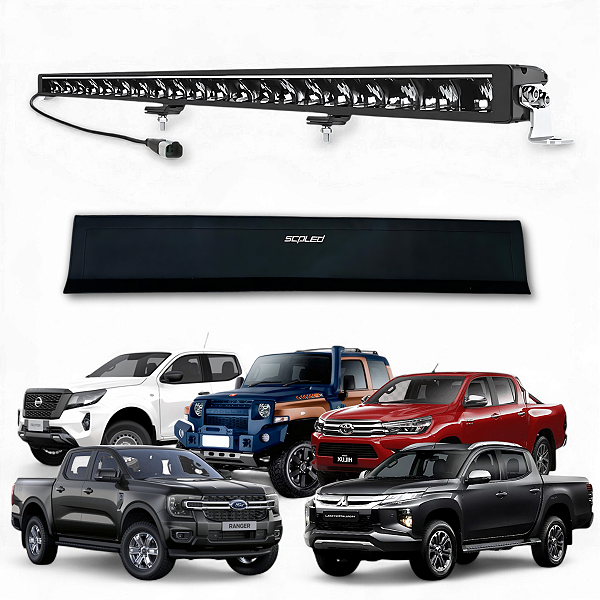 BARRA DE LED 42" RETA 420W ILUMINAÇÃO BRANCA DRL DUAL COLOR LINHA BLACK + CAPA DE PROTEÇÃO SCP-5750A