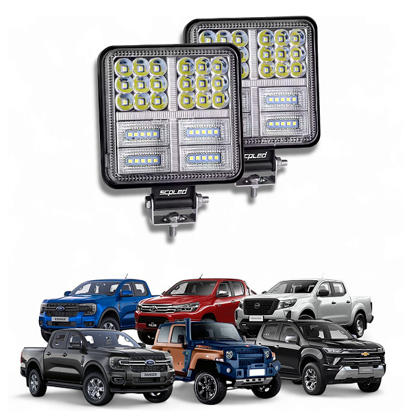 PAR FAROL DE MILHA QUADRADO COM DRL 126W SCP-1126S