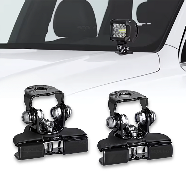 Suporte Preto p/ Barra de LED Farol de Milha  - Uso em Capô - Par