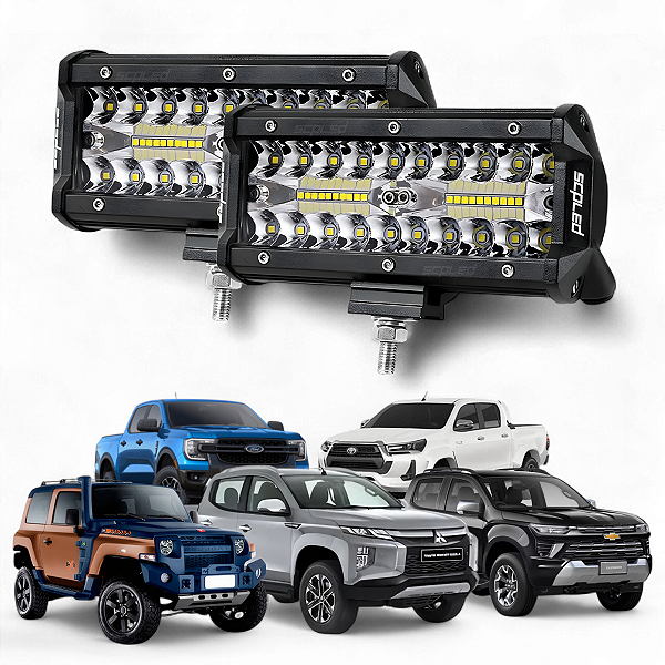 PAR FAROL MILHA LED RETANGULAR BRANCO 6000K 240W