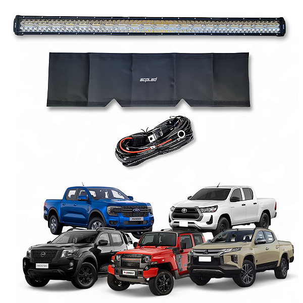 Barra Led 648W 8D 42 Polegadas Linha Premium + Capa Protetora de Couro Sintético + Chicote Completo Plug and Play